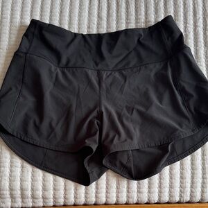 Black Lululemon High Rise Speed Ups Women's Athletic Shorts